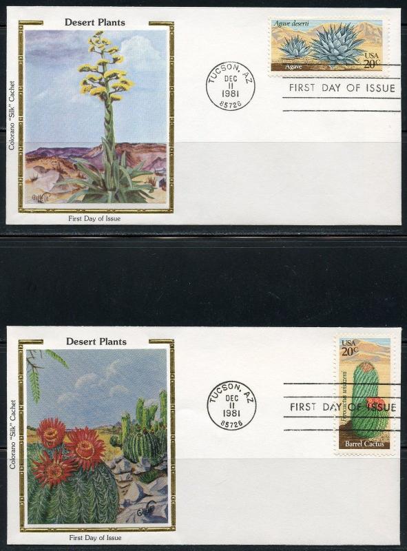 UNITED STATES COLORANO 1981 DESERT PLANTS  SET OF FIVE  FIRST DAY COVERS 