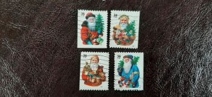 US Scott # 3537-3540; Four used 34c Christmas issue, 2001; VF centering