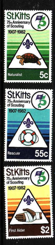 St. Kitts-Sc#99-101-unused NH set-Boy Scouts-1982-