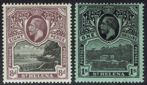 ST HELENA 1912 KGV PICTORIAL 8D AND 1/-