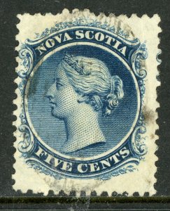 Canada 1860 Nova Scotia 5¢ Blue Scott #10 VFU Z34