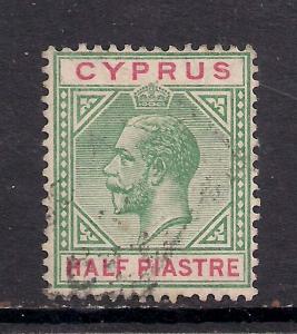 Cyprus 1912 - 15 KGV 1/2 Pi Carmine - Green Wmk Crown CA SG 75 ( B852 )