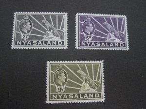 Nyasaland 1938 Sc 57,60,61 MH