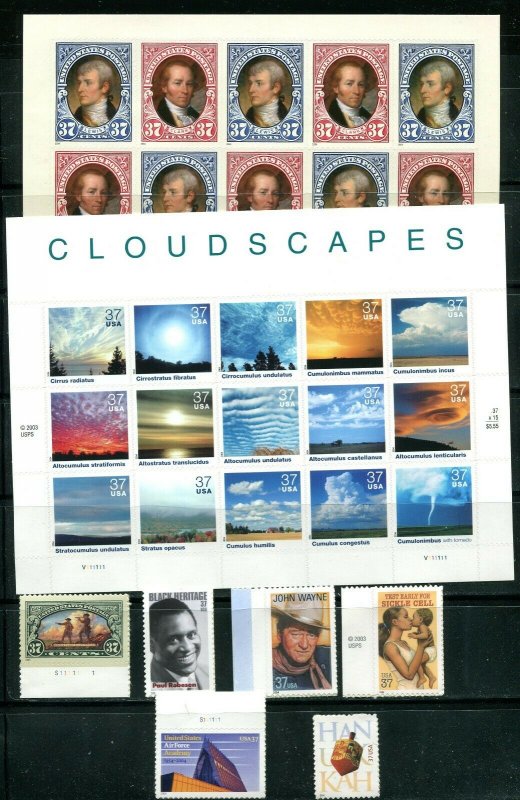 US 2004 Commemorative Year Set 83 stamps including 2 Sheets, Mint NH, see scans