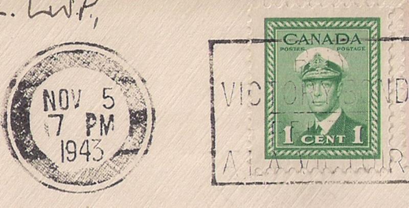 CANADA: nice usage of #249 & 252 w BLACKOUT CNL & PATRIOTIC BULLDOG on reverse!