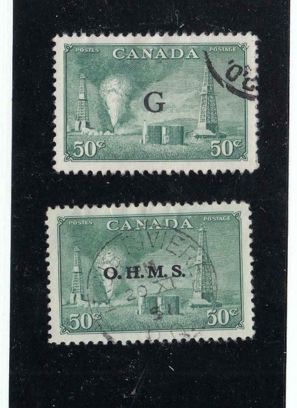 CANADA # 011 AND # O24 OILWELLS G AND OHMS O/PRINTS LIGHT USED CAT VALUE $28