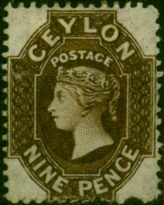 Ceylon 1862 9d Brown SG42 P.13 Fine & Fresh MM Scarce