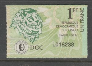 Zaire Congo Africa Cinderella revenue fiscal stamp 3-18- Lion