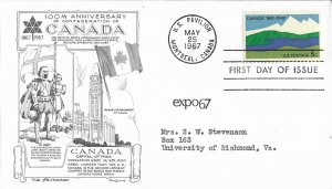 1967 FDC, #1324, 5c Canada Centennial - EXPO 67, Aristocrats-Lowry