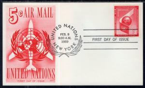 UN UXC3 Globe Postal Card Fleetwood U/A FDC