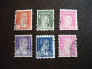 Stamps - Turkey - Scott#1015,1018,1019,1027,1029,1030- Used Part Set of 6 Stamps