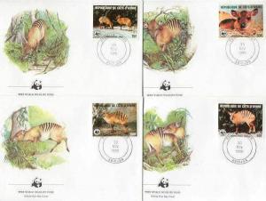 Ivory Coast Mi.881-84 FDC WWF/Zebra