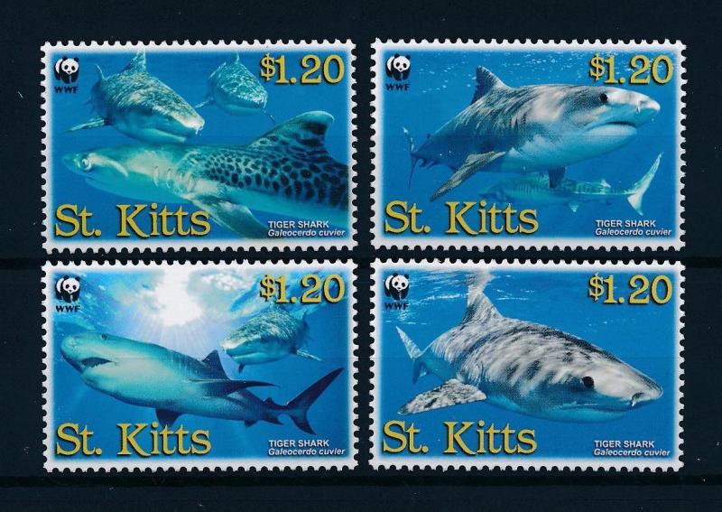[53884] St. Kitts 2007 Marine life WWF Sharks MNH