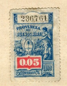 BUENOS AIRES; 1898 early Revenue issue Mint unused 5c. value