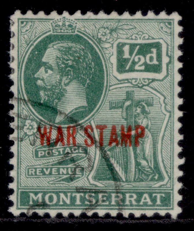 MONTSERRAT GV SG60, ½d green, FINE USED. 