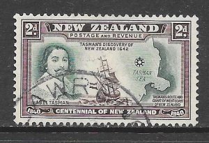 New Zealand 232, 2p Abel Tasman, Ship, Map, used, F-VF
