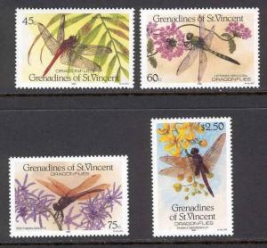 VINCENT GRENADINES 4 SETS DRAGONFLIES INSECTS X1