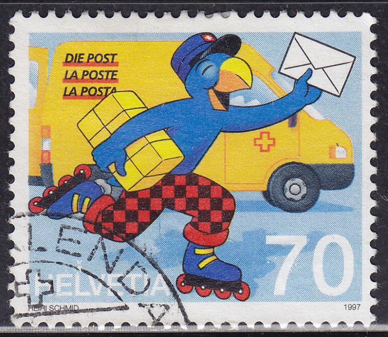 Switzerland 986 USED 1997 Globi as Postman 70c