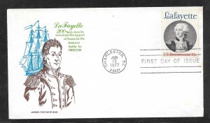 #1710 FDC. Lafayette in America 200th Anniversary Jackson Cachet (A677)