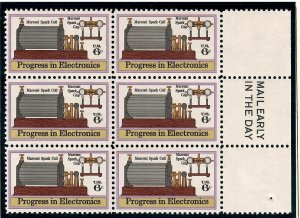 US # 1500  Electronics Progress , VF OG NH Mail Early Block of 6 - I Combine S/H