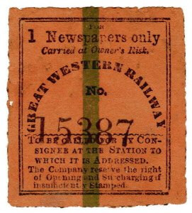 (I.B) Great Western Railway : Newspaper Parcel (single)