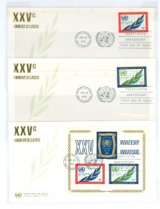 United Nations--New York 209-210/212 3 unaddressed envelopes with cachets including souvenir sheet, post marked SF