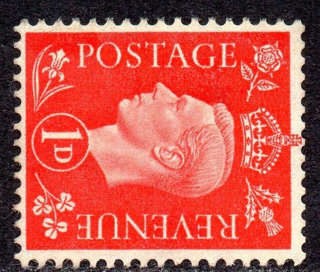 1936 Sg 463a 1d Scarlet (Good Perfs) Sideways Watermark Mounted Mint