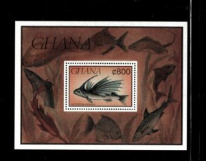 Ghana 1992 - Dactyloptena Fish - Souvenir Stamp Sheet - Scott #1327 - MNH