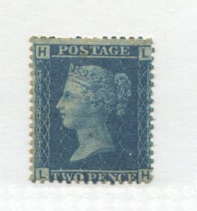 1858 2d Blue Plate 9 LH mint o.g. hinged