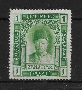 ZANZIBAR SG234a 1908 1r YELLOW-GREEN WMK SIDEWAYS MTD MINT