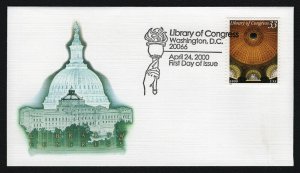 #3390 33c Library of Congress, Fleetwood FDC **ANY 5=FREE SHIPPING**