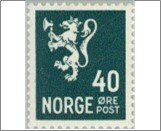 Norway Used NK 250   Posthorn and Lion III (no wmk) 40 Øre Dark grey blue