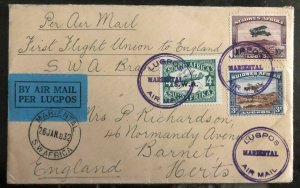 1932 Mariental South West Africa First Flight Cover FFC To Barnet England