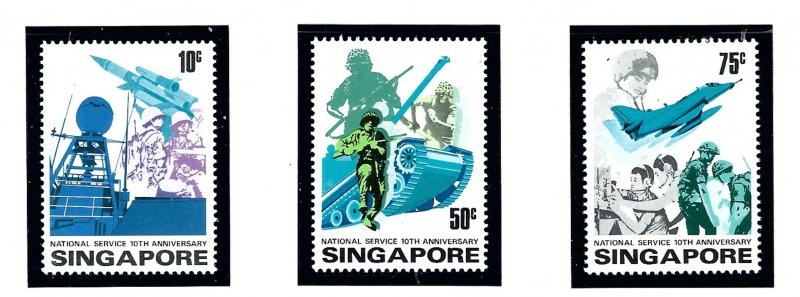 Singapore 260-62 MNH 1977 National Service 10th Anniversary