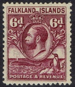 FALKLAND ISLANDS 1929 KGV WHALE AND PENGUIN 6D