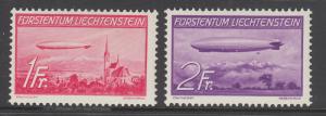 Liechtenstein Sc C15-C16 MLH. 1936 Airship Hindenburg, complete set, fresh