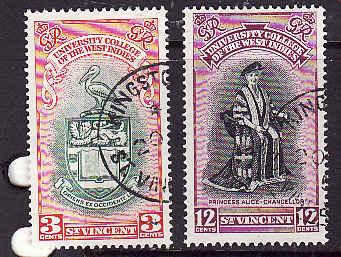 St Vincent-Sc#174-5-used University Issue set-1951-