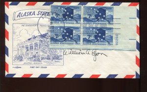 ALASKA GOVERNOR WILLIAM EGAN SIGNED 1959 STATEHOOD FIRST DAY COVER LV4483