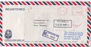 Singapore 1980 Overseas Union Bank Ltd Airmail Regd Meter Mail Stamp Cover 29975