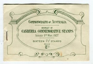 AUSTRALIA; 1927 early Canberra Stamps partial Mint BOOKLET