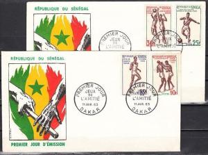 Senegal, Scott cat. 212, 215-217 only. Sports issue. 2 First day covers. ^
