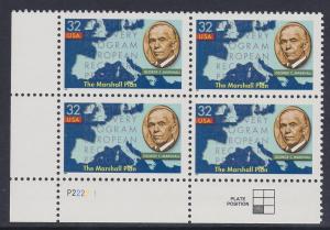 3141 Marshall Plan Plate Block MNH