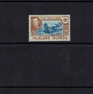 Falkland Islands: 1938, King George VI definitive, 5/- Mint Lightly Hinged