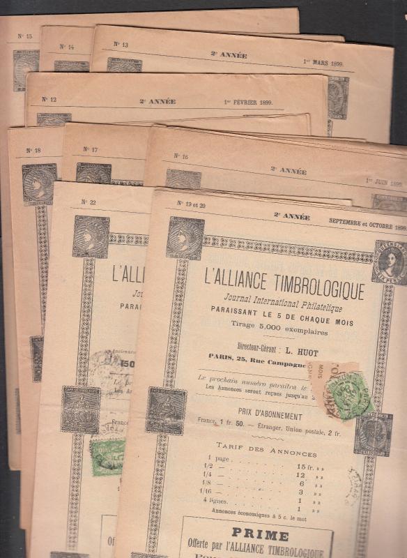 Alliance Timbrologique - 1898 #1/11, 1899 #12/22, 1900 23/34, 1901 35/36