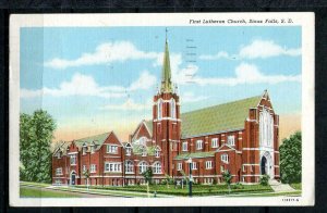 USA 1950 Color Postal Card Usd Franked 1c First Lutheran Church Sioux Falls10262 