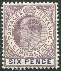 GIBRALTAR-1903 6d Dull Purple & Violet Sg 50 MOUNTED MINT V34706