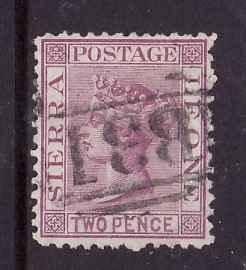 Sierra Leone-Sc#7-used 2p magenta-QV-1873-pencil number on back-