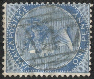 JAMAICA 1870 Scott 7  1d blue VF,  A47 (Highgate) Numeral Cancel