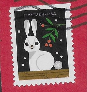 US #5823 used on piece. Booklet - Rabbit - Winter Wonderland.  Nice.