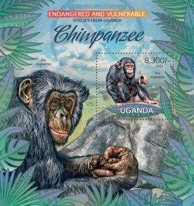 Uganda 2012 ENDANGERED SPECIES CHIMPANZEE s/s Perforated Mint (NH)